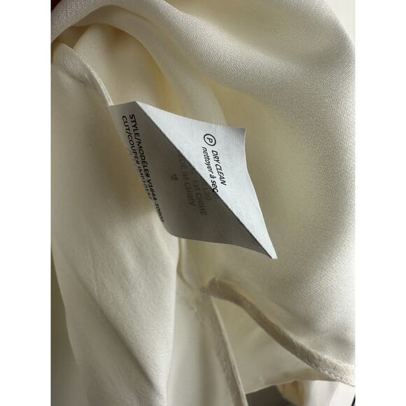 Vince Tipped Contrast 100% Silk Blouse Tan Size 4 Office Quiet Luxury Minimalist - Picture 7 of 12